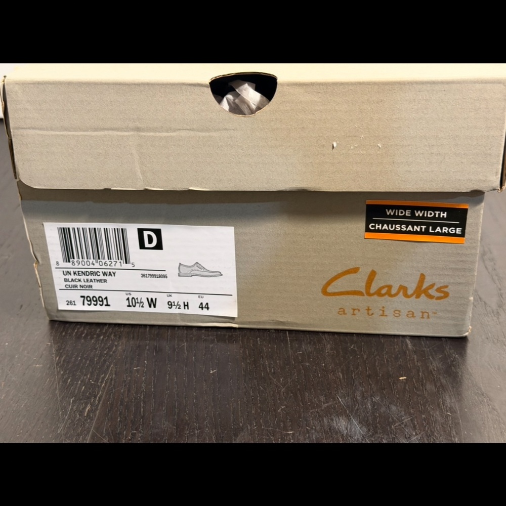 Clarks Un Kendric Way Leather Dress Shoes Black Mens 10.5W (Wide) - Picture 16 of 16